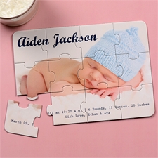 Es ist ein Junge Babyshower Puzzle 12,7 x 17,8 cm Foto Text Querformat