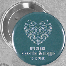 Blumenherz Hochzeit Button 76mm