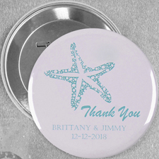 Blauer Seestern Hochzeit Button 76mm Personalisiert