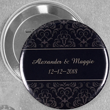 Schwarzer Damast Button 76mm Personalisiert