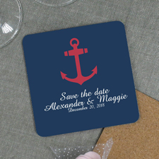 Roter Anker Blauer Grund Hochzeit Personalisierter Bierdeckel
