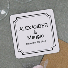 Klassischer Rahmen Save the Date Bierdeckel Hochzeit