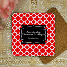 Rotes Marokkanisches Muster Save the Date Bierdeckel