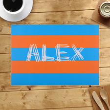 Streifen Blau Orange Personalisierter Tischset