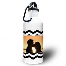 Zickzack Schwarz Wasserflasche personalisieren