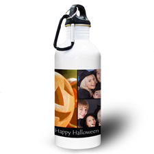 Collage Drei Fotos Schwarz Textbox Wasserflasche zum Personalisieren