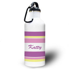 Purple & Gelb Gestreifte Wasserflasche zum Personalisieren