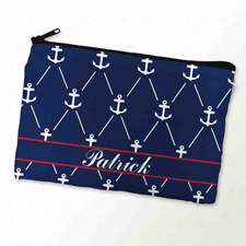 Weißer Anker auf Blau Kosmetiktasche 15,2 x 22,9 cm