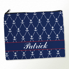 Weiße Anker auf Blau Kosmetiktasche 27,9 x 35,6 cm