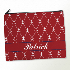 Weiße Anker auf Rot Kosmetiktasche 27,9 x 35,6 cm