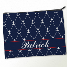 Weiße Anker auf Blau Kosmetiktasche 24,1 x 33,0 cm Beide Seiten ein Motiv