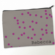 Beiger Zipp Lila Punkte Kosmetiktasche 24,1 x 33,0 cm