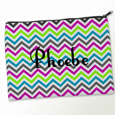 Buntes Zickzack Kosmetiktasche 24,1 x 33,0 cm Beidseitg gleich personalisieren
