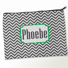 Monogramm Grau & Grün Kosmetiktasche 24,1 x 33,0 cm Beide Seiten gleiches Motiv