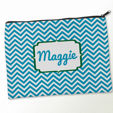 Monogramm Türkis & Grün Kosmetiktasche 24,1 x 33,0 cm Beide Seiten gleiches Motiv