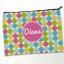 Pinke und Weiße Große Punkte Beiger Zipp Clutch Gleiches Motiv 24,1 x 33,0 cm