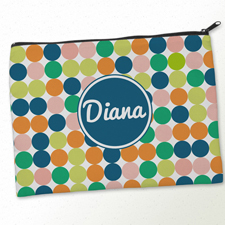 Blaue und Weiße Große Punkte Beiger Zipp Clutch Gleiches Motiv 24,1 x 33,0 cm