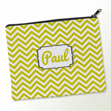 Gelbe Zickzack Kosmetiktasche Monogramm Gestalten 20,3 x 25,4 cm