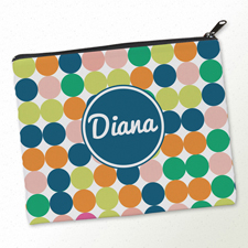 Große Bunte Punkte Dunkelblau Kosmetiktasche 20,3 x 25,4 cm