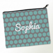 Aqua Große Punkte Kosmetiktasche Mein Design 20,3 x 25,4 cm
