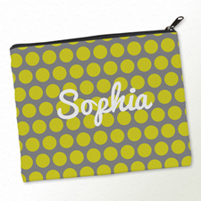 Gelbe Große Punkte Kosmetiktasche Mein Design 20,3 x 25,4 cm
