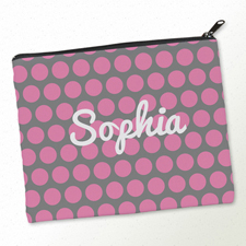 Pinke Große Punkte Kosmetiktasche Mein Design 20,3 x 25,4 cm