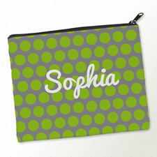 Grüne Große Punkte Kosmetiktasche Mein Design 20,3 x 25,4 cm