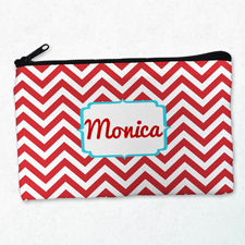 Rot und Aqua Monogramm Kosmetiktasche 12,7 x 20,3 cm