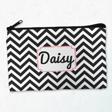 Schwarz und Rosa Monogramm Kosmetiktasche 12,7 x 20,3 cm