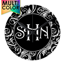 Blumenmuster Runde Wanduhr Personalisieren Acryl 24 cm