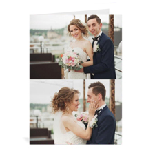 Klassische Hochzeitskarte 2 Fotos, Hochformat, Doppelkarte