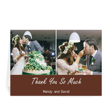 Hochzeitskarte, 2 Fotos, 12,7 cm x 17,8 cm, Doppelkarte Schoko