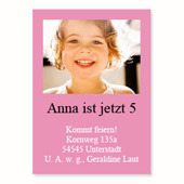 Geburtstagseinladung, 12,7 cm x 17,8 cm,  einfache Karte, Rosa