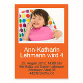 Geburtstagseinladung, 12,7 cm x 17,8 cm,  einfache Karte, Orange