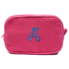 Waffelmuster Rot Monogramm Bestickte Kosmetiktasche 15,7 x 22,9 cm