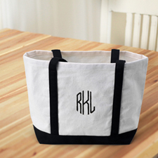 Bestickte Stofftasche klein 3 Buchstaben Schwarz