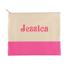 Besticktes Schminktäschchen Pink Name 19 x 23 cm
