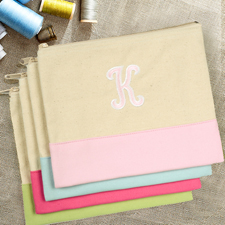 Personalisiert Besticken Kosmetiktasche Monogramm Pink 19 x 23 cm