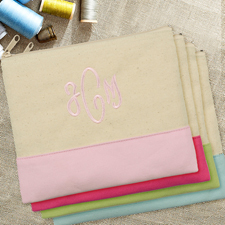 Pinke Personalisierte Kosmetiktasche Bestickt drei Buchtaben 19,1 x 22,9 cm