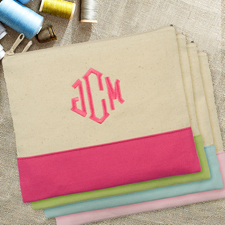 Hot Pink Personalisierte Kosmetiktasche Bestickt drei Buchtaben 19,1 x 22,9 cm