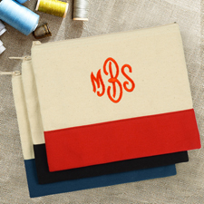 Rote Personalisierte Kosmetiktasche Bestickt drei Buchtaben 19,1 x 22,9 cm
