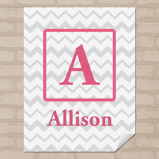 Graues Zickzack Personalisiert Name Poster Klein 21,6 x 27,9 cm