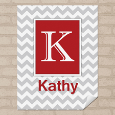 Rot Grau Zickzack Personalisiert Name Poster Klein 21,6 x 27,9 cm