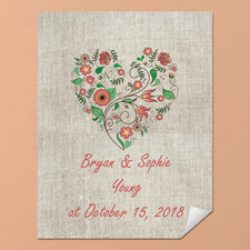 Leinen Floral Hochzeit  Personalisiertes Poster Klein 21,6 x 27,9 cm