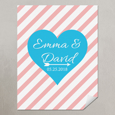 Herz Pink Streifen Personalisiertes Poster Klein 21,6 x 27,9 cm