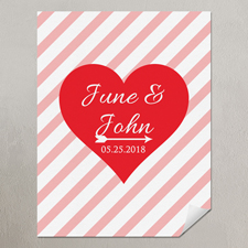 Herz Pink Streifen Personalisiertes Poster Klein 21,6 x 27,9 cm