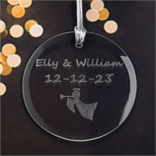 Engel Posaune Glasschmuck Baumschmuck Personalisieren Rund 76 mm