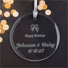 Weihnachten ist ein Zuckerschlecken Baumschmuck Personalisieren Gravur Glas Rund