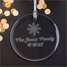 Schneeflocke Glasschmuck Baumschmuck Personalisieren Rund 76 mm