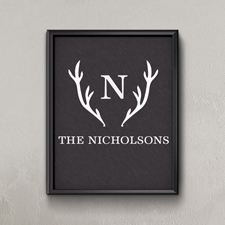 Schwarzes Florales Geweih  Personalisiertes Poster Klein 21,6 x 27,9 cm